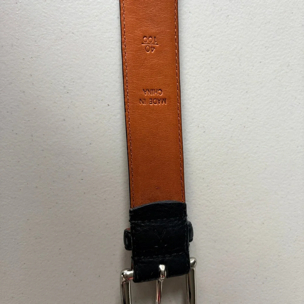 Polo Ralph Lauren Belt Size 40 Black Italian Saddle Leather 2110292-001
